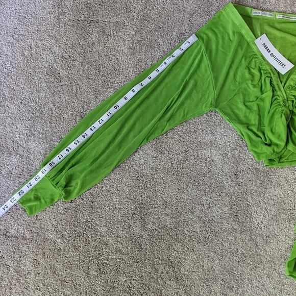 UO | Ruched Mesh Lime Green Blouse - Picture 11 of 11